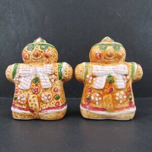Vintage Gingerbread Men Salt and Pepper Shakers Set Ceramic 3 1/2 Inch Tall